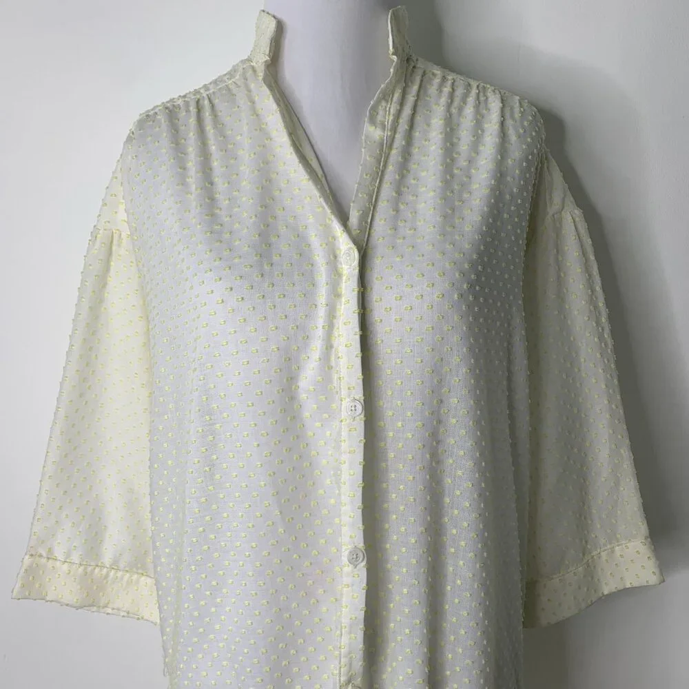 Lisa Marie Fernandez Women's Cream Yellow Polka Dot Long Sleeve Coverup Dress